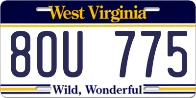 WV license plate 8OU775