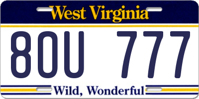 WV license plate 8OU777