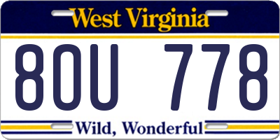 WV license plate 8OU778