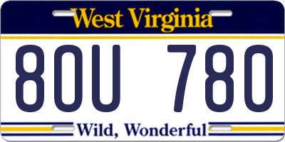 WV license plate 8OU780
