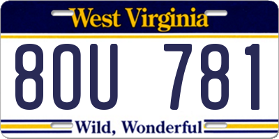 WV license plate 8OU781