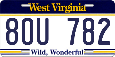 WV license plate 8OU782