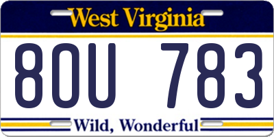 WV license plate 8OU783