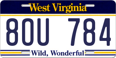 WV license plate 8OU784