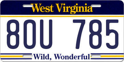 WV license plate 8OU785