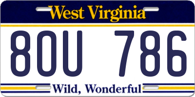 WV license plate 8OU786