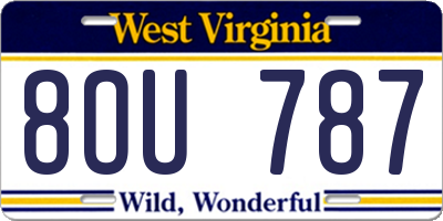WV license plate 8OU787