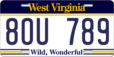 WV license plate 8OU789