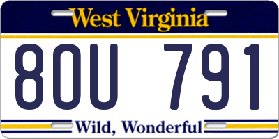 WV license plate 8OU791