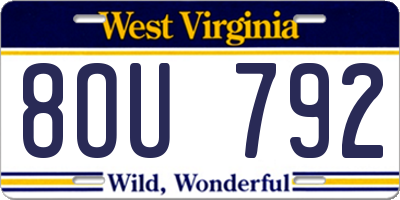 WV license plate 8OU792