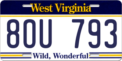 WV license plate 8OU793