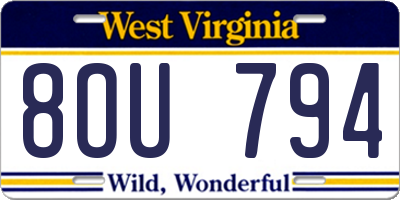 WV license plate 8OU794