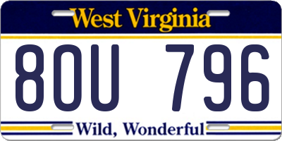 WV license plate 8OU796