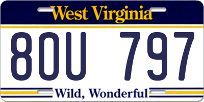 WV license plate 8OU797