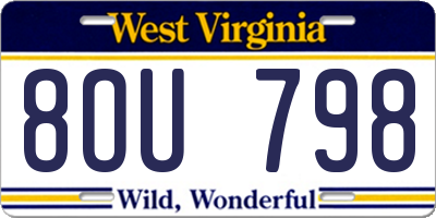 WV license plate 8OU798