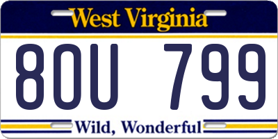 WV license plate 8OU799