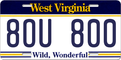 WV license plate 8OU800