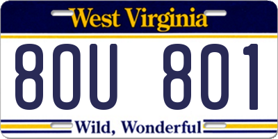 WV license plate 8OU801