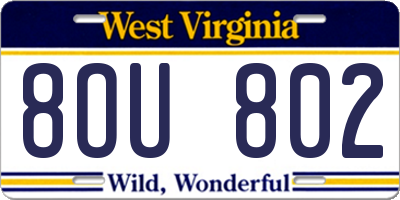 WV license plate 8OU802