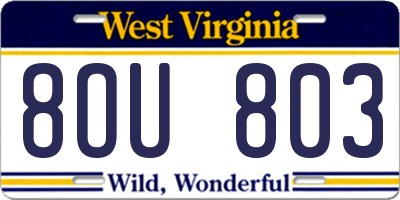 WV license plate 8OU803