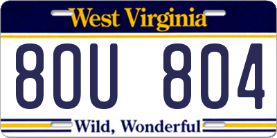 WV license plate 8OU804