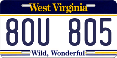 WV license plate 8OU805