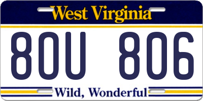 WV license plate 8OU806