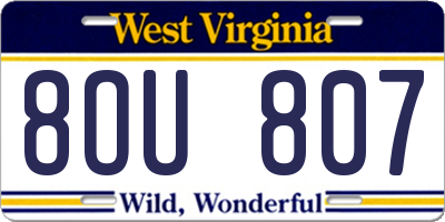WV license plate 8OU807