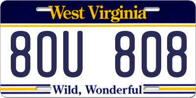 WV license plate 8OU808
