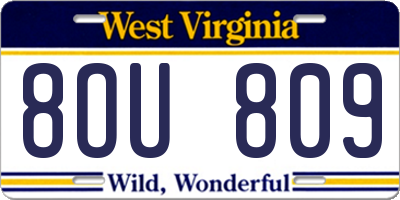 WV license plate 8OU809