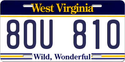 WV license plate 8OU810