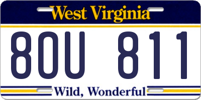 WV license plate 8OU811