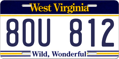 WV license plate 8OU812