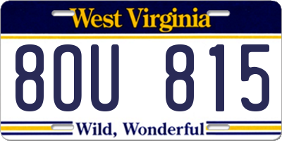 WV license plate 8OU815