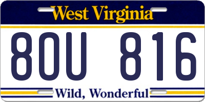 WV license plate 8OU816