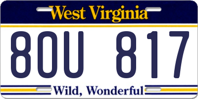 WV license plate 8OU817