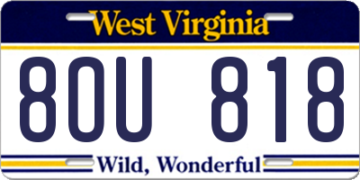 WV license plate 8OU818
