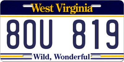 WV license plate 8OU819