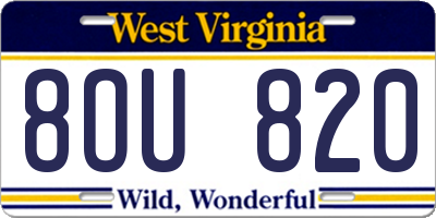 WV license plate 8OU820