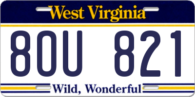 WV license plate 8OU821
