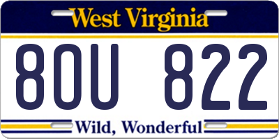 WV license plate 8OU822