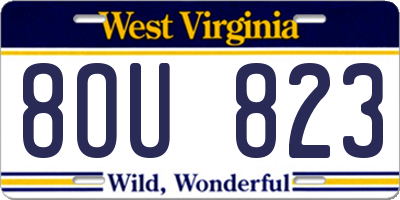 WV license plate 8OU823