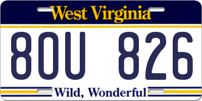 WV license plate 8OU826