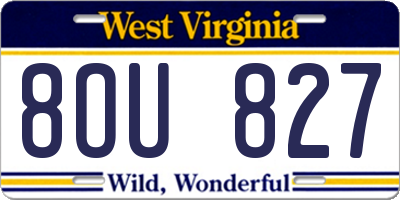 WV license plate 8OU827