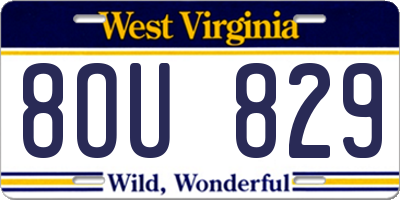 WV license plate 8OU829