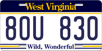 WV license plate 8OU830