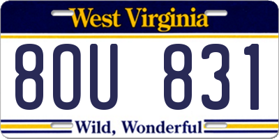 WV license plate 8OU831