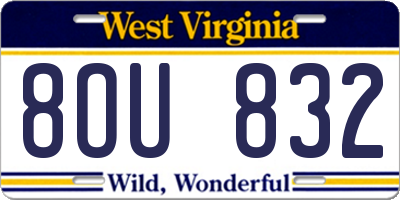 WV license plate 8OU832