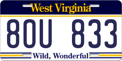 WV license plate 8OU833