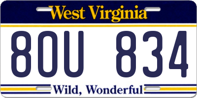 WV license plate 8OU834